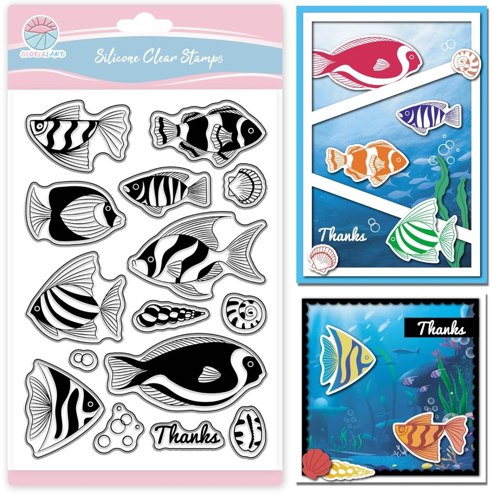Clear Silicone Stamps For Card Making - Summer Ocean Clownfish Clear Stamps for