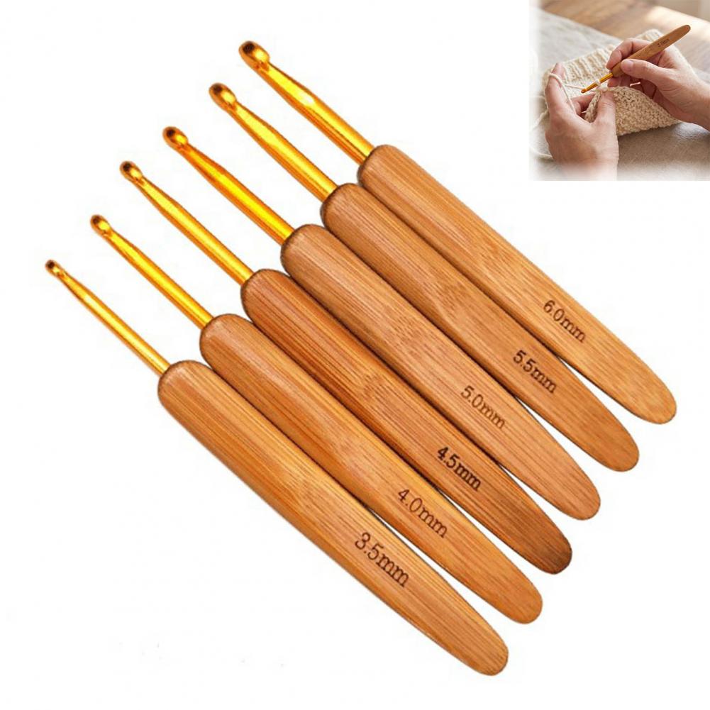 Crochet Hooks Set Portable Cro - Wooden Crochet Hooks Ergonomic Handle review and price