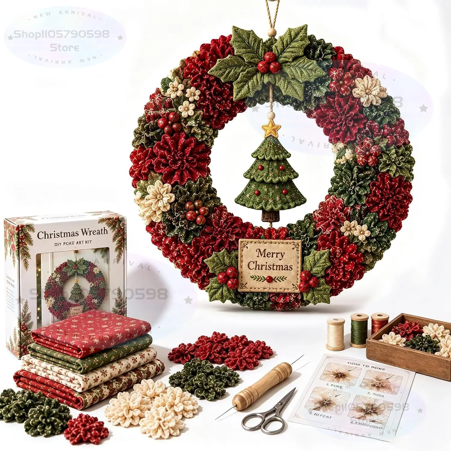 3D Fabric Poke Wreath DIY Kit, - Sewing review and price