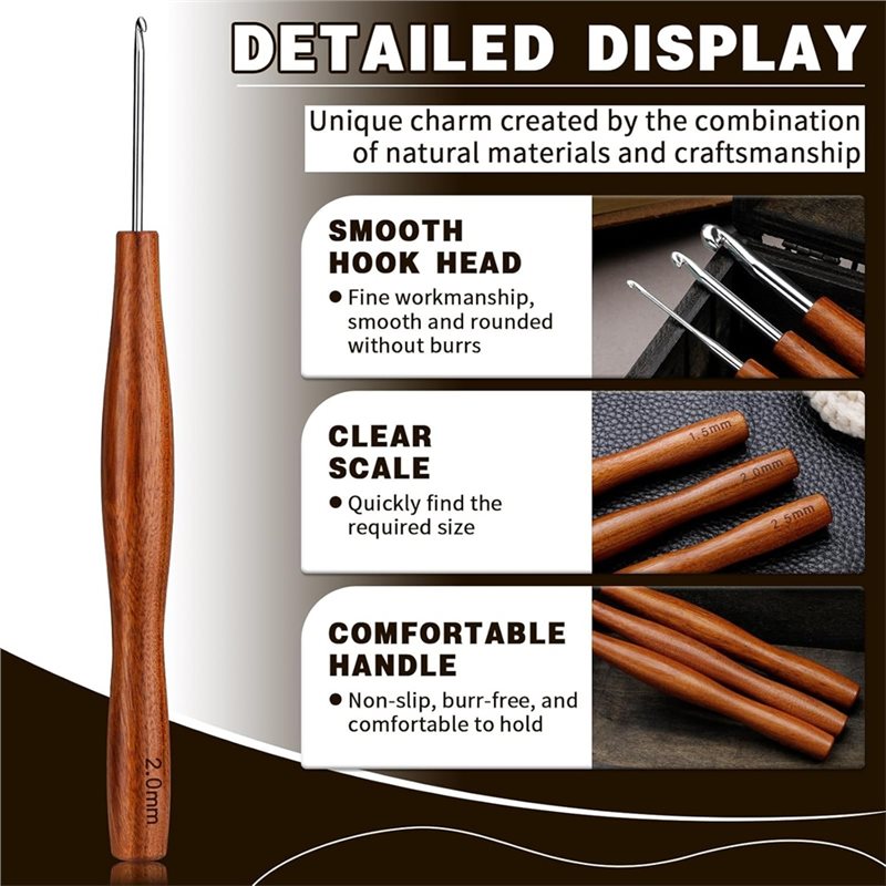 AS94-5 Pcs Crochet Hook, 5 Siz - Wooden Crochet Hooks Ergonomic Handle review and price