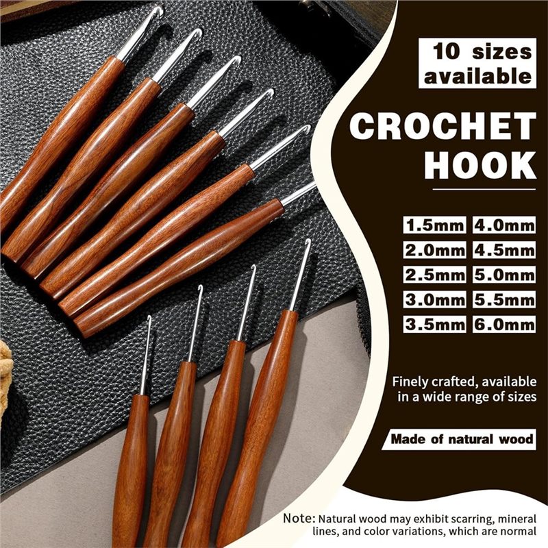 AS94-5 Pcs Crochet Hook, 5 Siz - Wooden Crochet Hooks Ergonomic Handle review and price