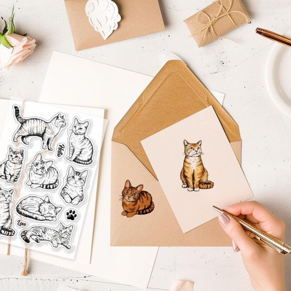 Cat Clear Stamps Realistic Cat - Clear Silicone Stamps For Card Making review and price