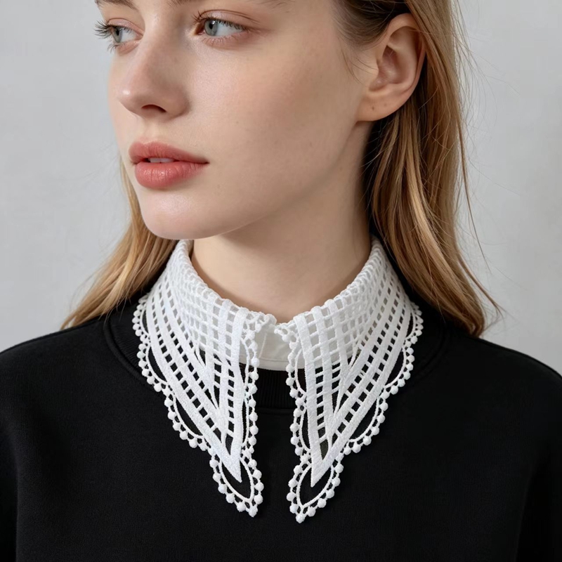 Lady White Ruffled False Colla - Embroidery review and price