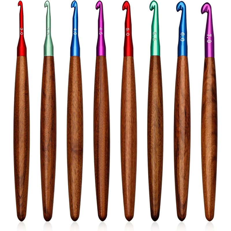 AB34-Aluminum Crochet Hooks Wi - Wooden Crochet Hooks Ergonomic Handle review and price